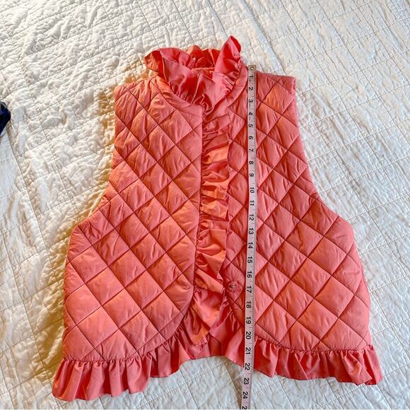 Clare V. Coral Pink Quilted Puffer Vest M/L Ruffle - Picture 4 of 8